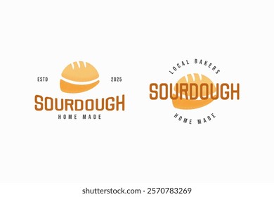 creative vintage sourdough icon logo design vector ideas illustration with retro, badge and elegant styles. bundle set bakery sourdough symbol logo vector design template 