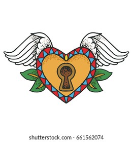 Creative vintage tattoo inked design. Flat icon. Vector illustration
