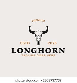 Creative vintage texas longhorn country western logo design concept illustration idea