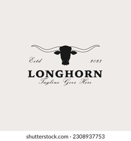 Creative vintage texas longhorn country western logo design concept illustration idea