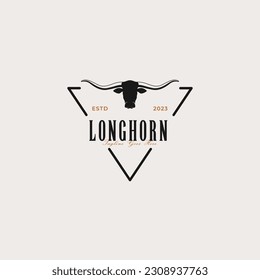 Creative vintage texas longhorn country western logo design concept illustration idea