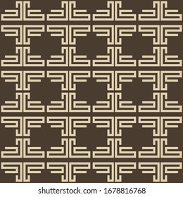 Creative and vintage and traditional seamless pattern of abstract line formed square shape in brown color for background