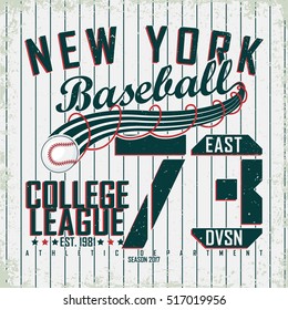 Creative vintage t-shirt graphic design,  grange print stamp, baseball typography emblem, sports logo, Vector