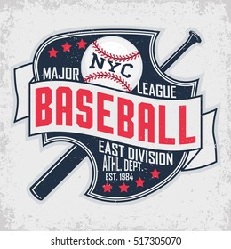 Creative vintage t-shirt graphic design,  grange print stamp, baseball typography emblem, sports logo, Vector