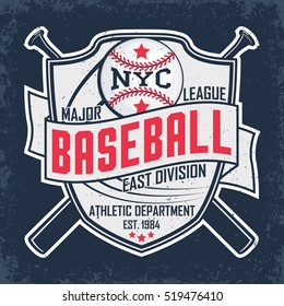 Creative vintage t-shirt graphic design,  grange print stamp, baseball typography emblem, sports logo, Vector