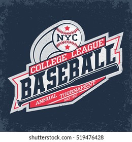 Creative vintage t-shirt graphic design,  grange print stamp, baseball typography emblem, sports logo, Vector