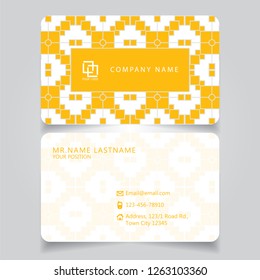 Creative Vintage Yellow and White name card and business card with horizontal curve corner standard size vector illustration EPS10 template