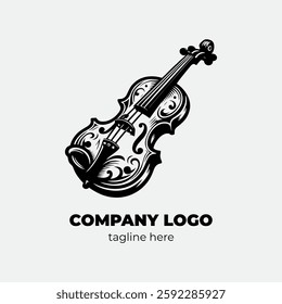 Creative violin harmony logo for violinist brands sound engineers or music festival organizers with expressive violin elements