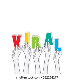 creative viral text banner hold in hand design vector
