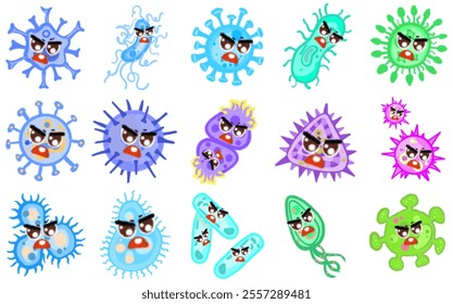 Creative Virus and Bacteria Cartoon Illustrations: Visual Elements for Science Communication, Medicine, and Academic Studies