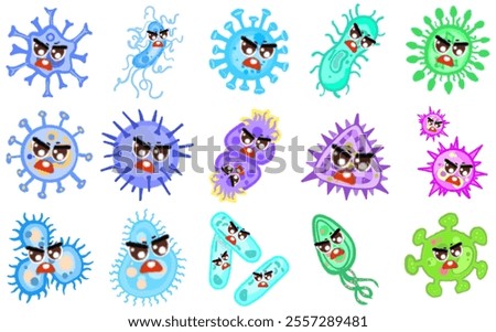 Creative Virus and Bacteria Cartoon Illustrations: Visual Elements for Science Communication, Medicine, and Academic Studies