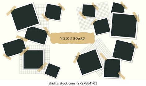 Creative Vision Board Collage Template With Frames Goal Planning vector illustration