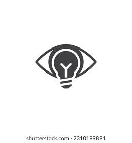 Creative vision vector icon. filled flat sign for mobile concept and web design. Light Bulb inside eye glyph icon. Symbol, logo illustration. Vector graphics