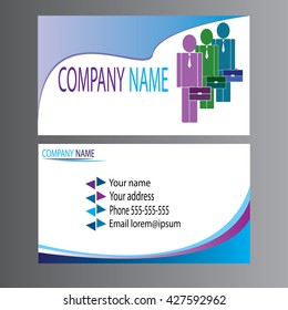 Creative visiting card template with graphic people image, flat design vector illustration