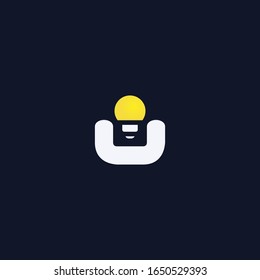 Creative w letter with lamp logo template design. Lowercase modern light bulb idea, emblem, symbol, icon in yellow. Can be used for business company, websites, brochures, posters, app, web site, UI.