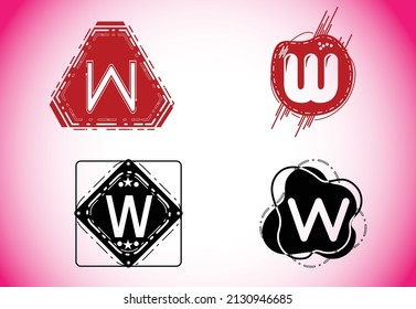 Logo de la carta de Creative W y plantilla de diseño de iconos