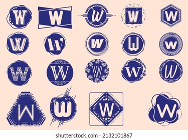 Creative W letter logo and icon design template bundle