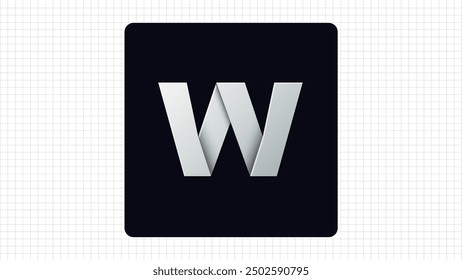 Logotipo creativo del rollo de papel del Vector de la letra W, símbolo elegante del logotipo de las líneas cortadas Letra W, símbolo del logotipo del carácter de W