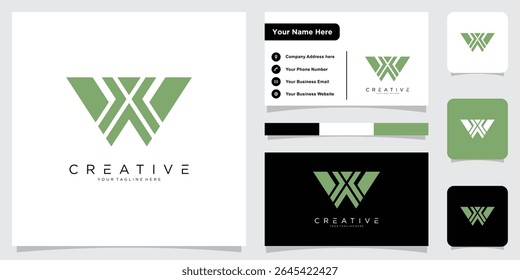 Creative W Letter Vector Typography Logo Design with business card design