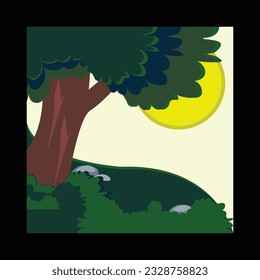 Plantilla de diseño de sol y árbol de arte de pared creativo