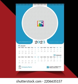 Creative wall caledar 2023 design template