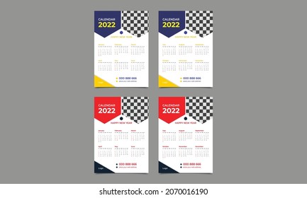 Creative wall calendar 2022 template design. vector illustration..eps