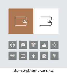 Creative wallet Line Icon with Bonus Icons. 