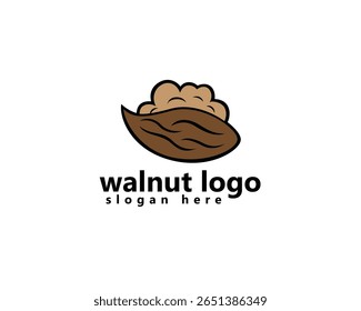 logotipo de nogueira criativa noz marrom com modelo de design de logotipo de pele aberta
