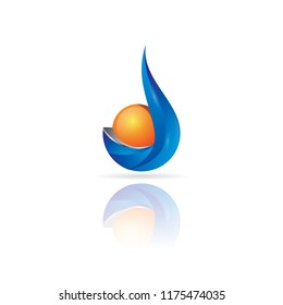 Creative Water abstract digital sphere technology vector logo design template elementWater 3D Logo