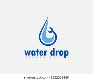 Gota de agua creativa con diseño de logotipo de llave circular