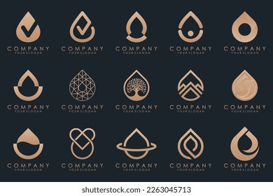creative Water drop logo icon set.