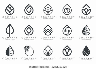 creative Water drop logo icon set.
