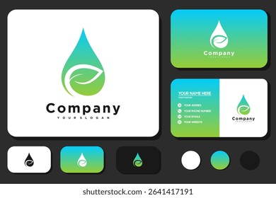 creative water drop logo with leaves, logo reference for natural business and other