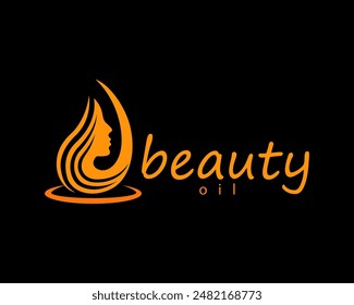 creative water drop shaped face and hair logo design