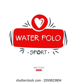 Creative (water polo) Sport sticker, logo template, vector illustration.