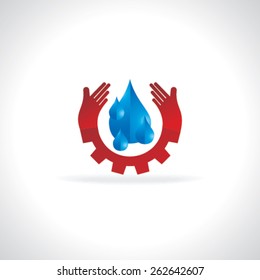creative water saving concept with gear