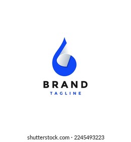 Creative Water Sheet Logo Design. Water Drop Icon Illustration Design Blending On A Sheet Of Paper.