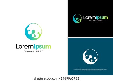 Creative water splash in circle logo design concept, Abstract water logo template