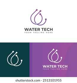 Creative Water technology logo design template