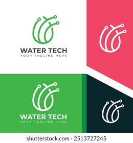 Plantilla de diseño de logotipo de tecnología de agua creativa