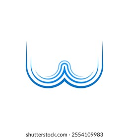 Creative water wave letter w illustration, ideal for aquatic logos and brand designs.