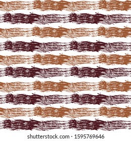 Creative watercolor brush stripes seamless pattern. Brown and beige paintbrush lines horizontal seamless texture for background. Hand drown paint strokes decorative artwork. For wallpaper.