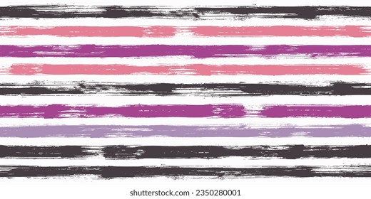 Creative watercolor brush stripes seamless pattern. Ink paintbrush lines horizontal seamless texture for backdrop. Hand drown paint strokes graffiti artwork. For textile.