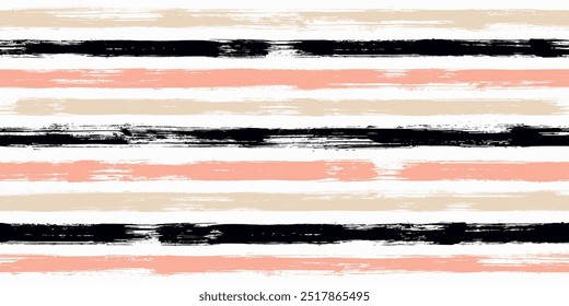 Creative watercolor brush stripes seamless pattern. Ink paintbrush lines horizontal seamless texture for backdrop. Hand drown paint strokes graffiti artwork. For wallpaper.