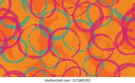 Creative watercolor circles geometry fabric print. Round shape stain overlapping elements vector seamless pattern. Ink texture circles geometry fabric design.