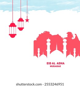 Creative watercolor Eid al adhamubarakislamic festival greeting card illustration