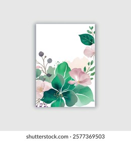 Creative watercolor flower card template