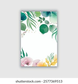 Creative watercolor flower card template