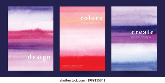 Creative Watercolor gradients. Hand painted vector textures.
