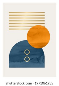 Creative watercolor minimalist illustration for wall decoration, postcard or brochure cover design. Vector EPS10.